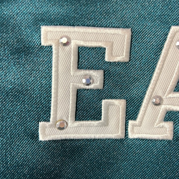 NFL Team Apparel Women’s Philadelphia Eagles Short Sleeve Embroidered Laceup Top - Picture 5 of 7